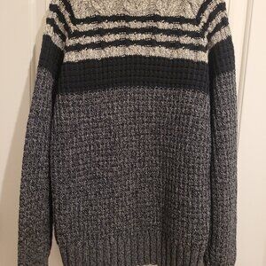 LL BEAN Sweater Fisherman's Style Gray Black L.L. Bean Sz M Mens